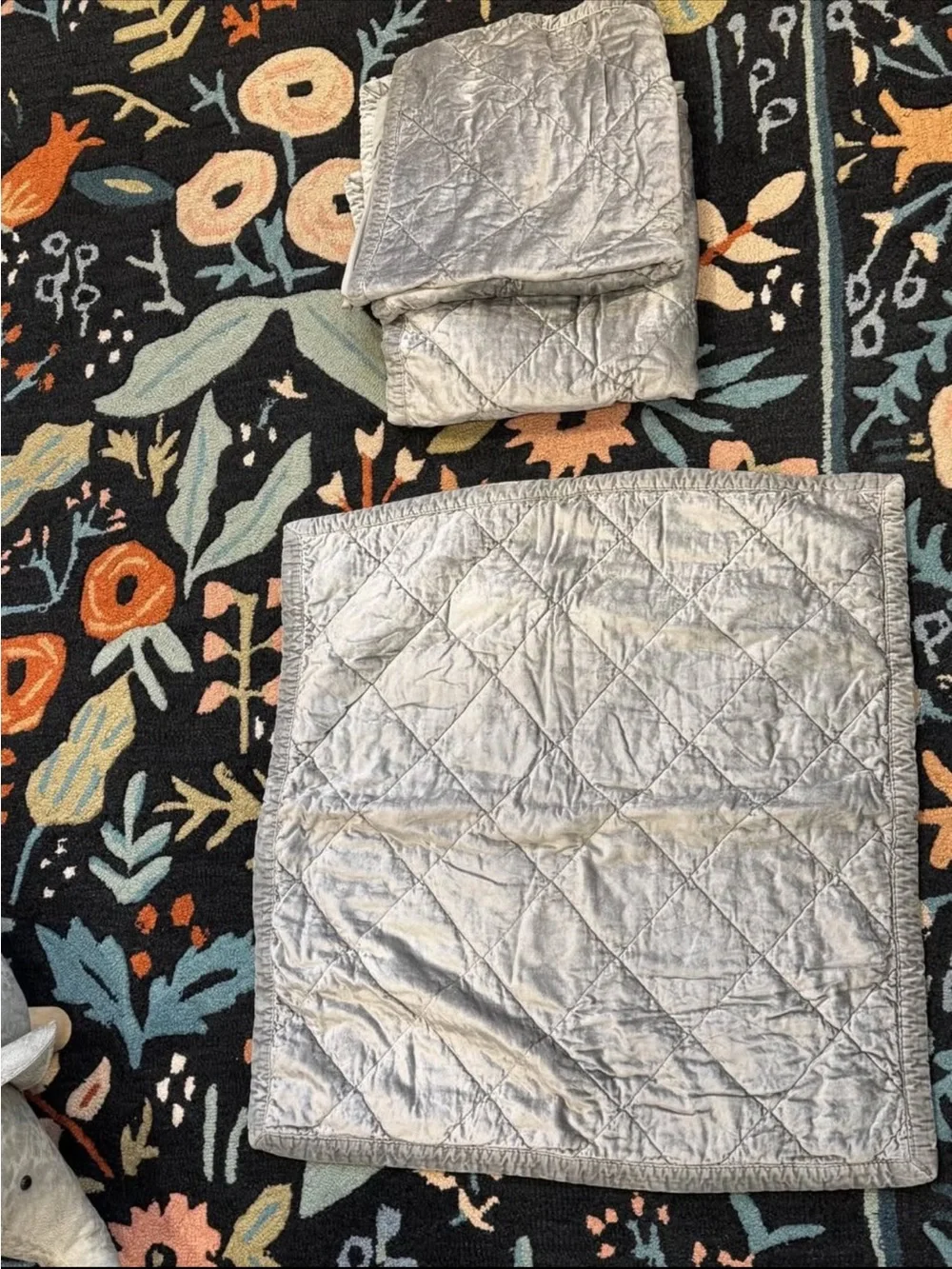 Fieldcrest Gray Washable Velvet Euro Shams set of 3